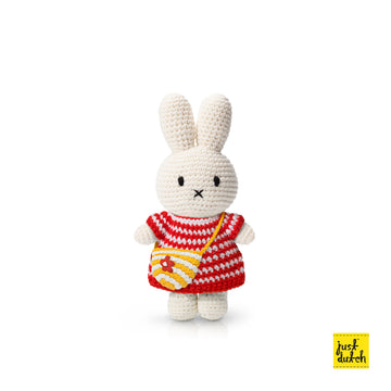 Miffy 米飛和她的紅色細條紋洋裝+小花包
